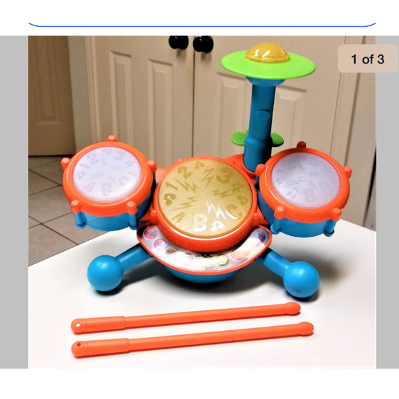 VTech KidiBeats Drum Set Orange Toddler Learning Toy Alphabet Numbers Music - Picture 3 of 4